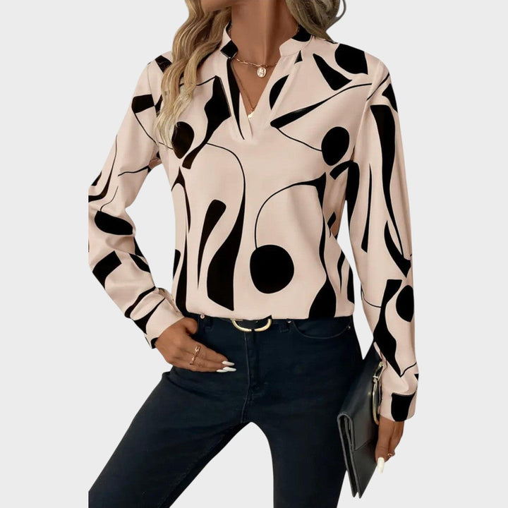 Joana | Elegant long-sleeve blouse with V-neck