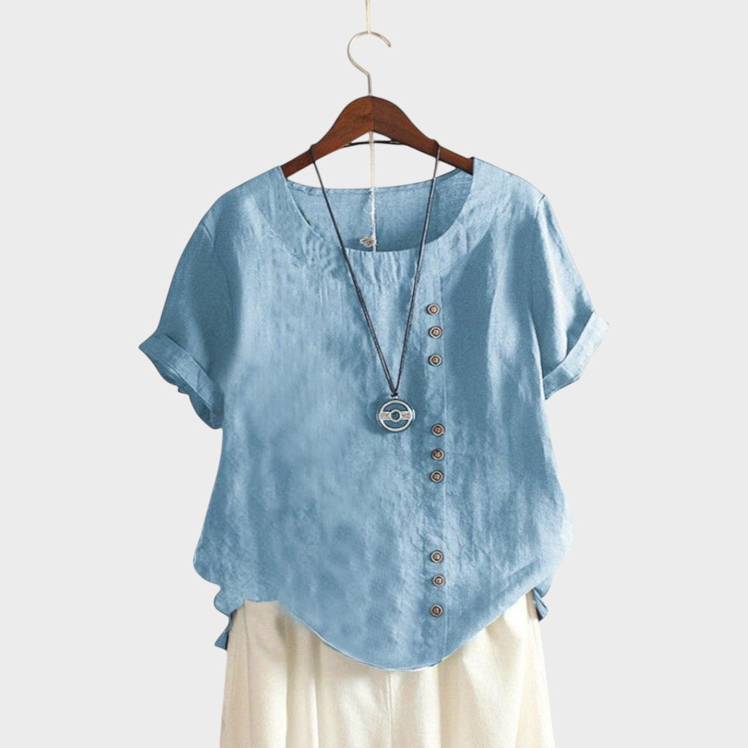 Mathilde | Short Sleeve Button-Up T-Shirt