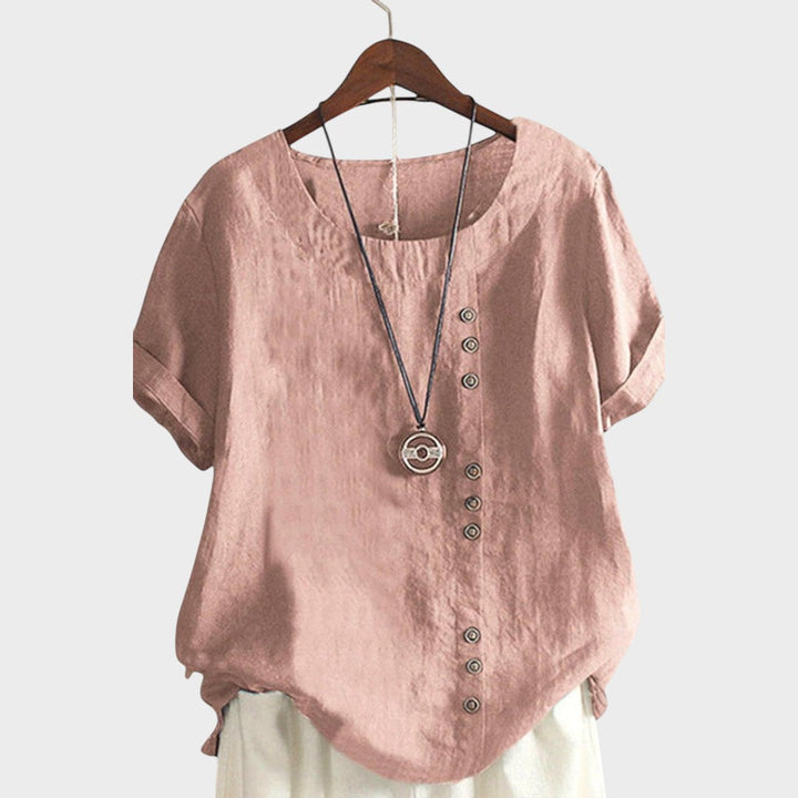 Mathilde | Short Sleeve Button-Up T-Shirt