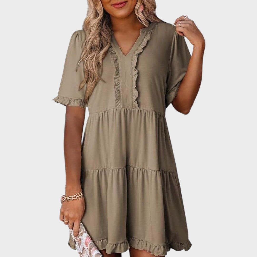 Barbara | Casual Short Dress with V-Neck