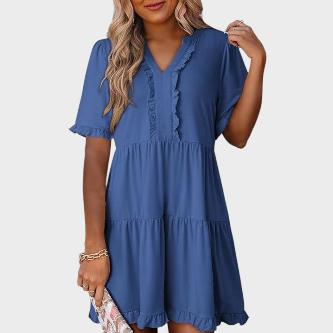Barbara | Casual Short Dress with V-Neck