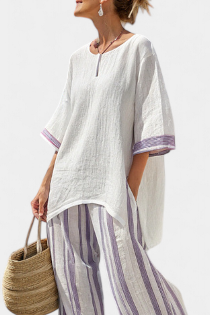 Skye | Relaxed Shirt and Striped Bamboo Trousers