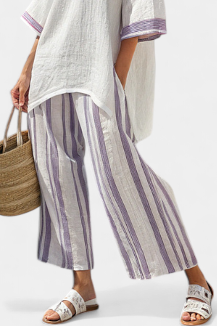 Skye | Relaxed Shirt and Striped Bamboo Trousers