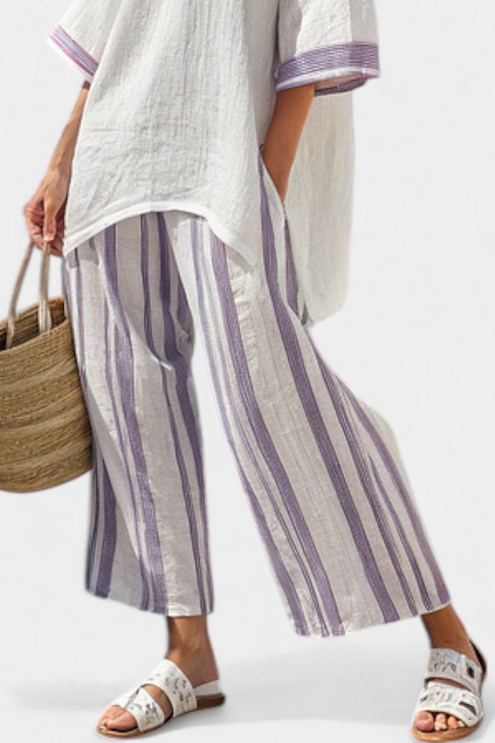 Skye | Relaxed Shirt and Striped Bamboo Trousers