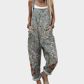 Greta Grey Printed Overalls for Women