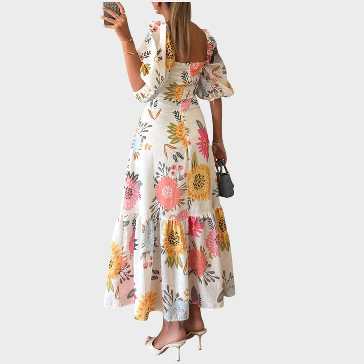 Teressa | Midi Dress with Puff Sleeves