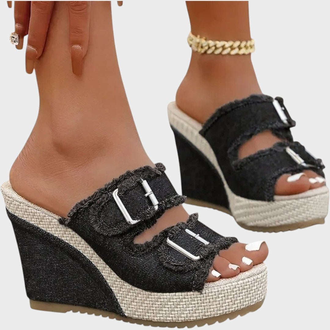 Atelier | Fray Edge Wedge Sandals