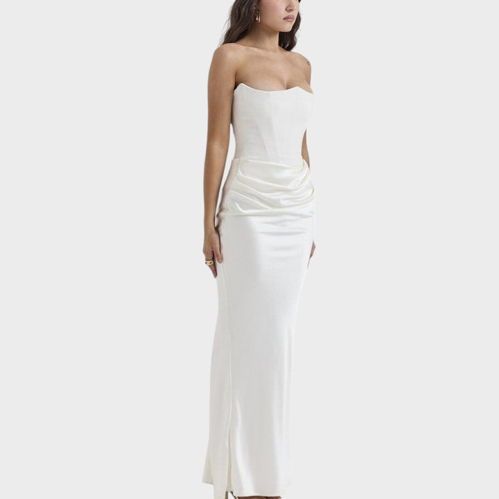 Flora | Satin Dress with Built-in Top