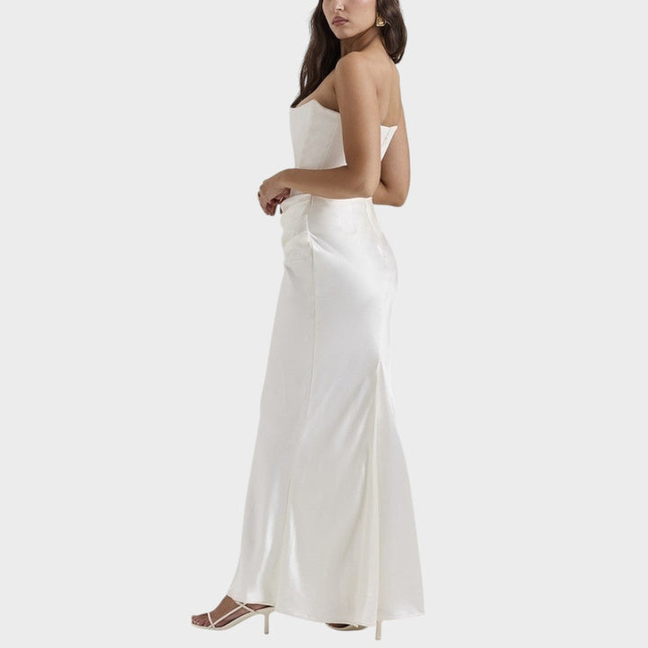 Flora | Satin Dress with Built-in Top