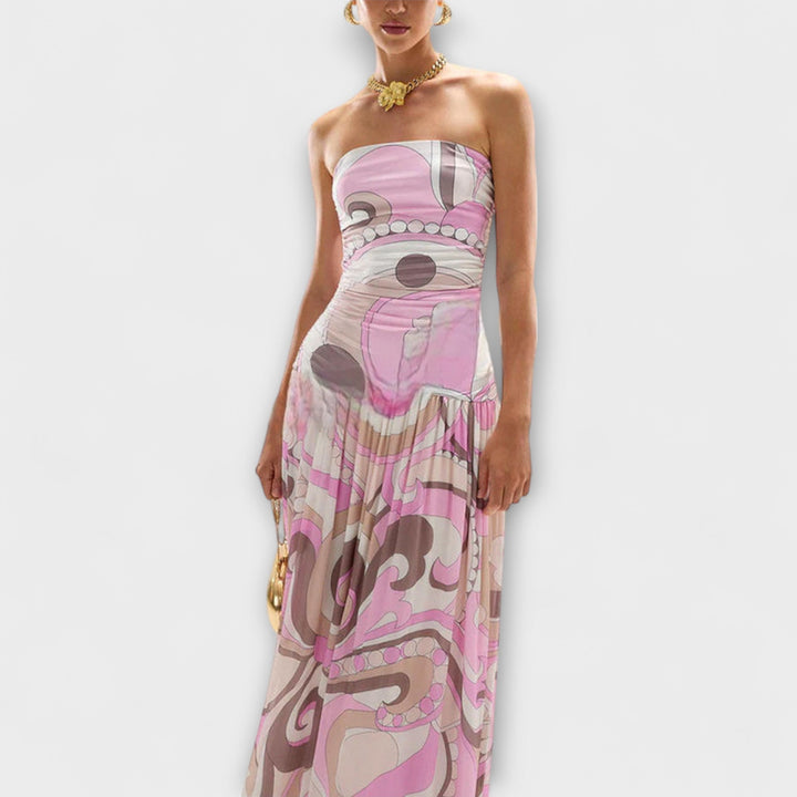 Tatum | Gorgeous pastel maxi dresses with off-the-shoulder design