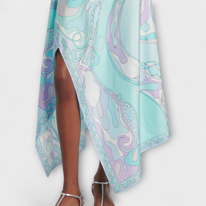 Everly | Halter Top and Asymmetrical Midi Skirt Set