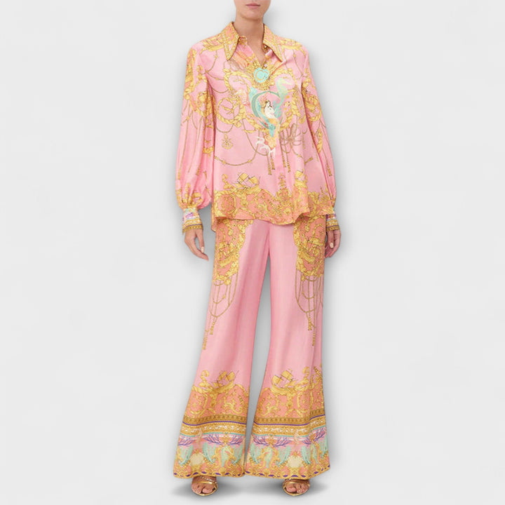 Sage |  Mermaid Relaxed Shirt and Elastic Waist Pants Set