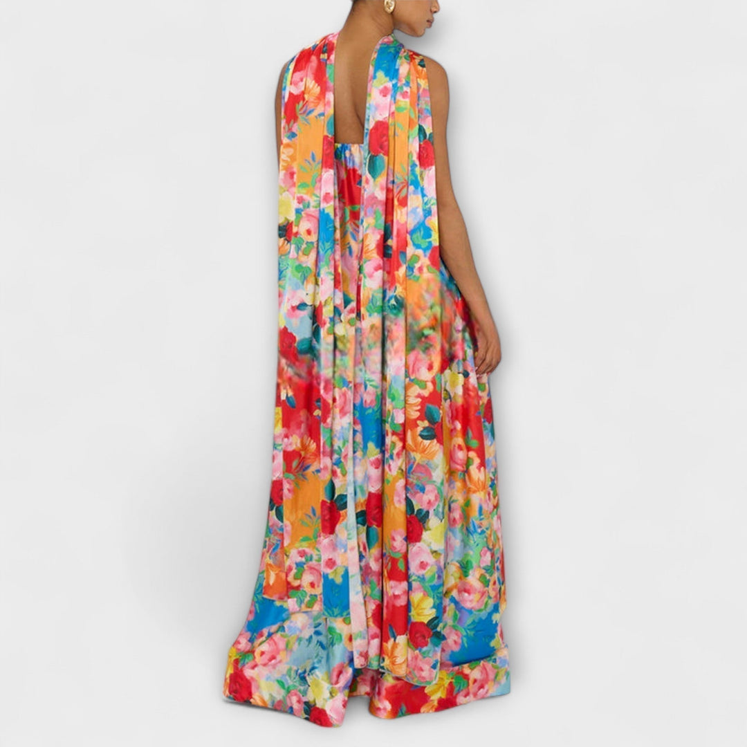 Harlow | Floral Print Maxi Dress with Off-the-Shoulder Design