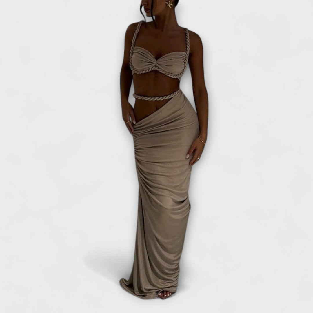 Jane | Stylish Gradient Braided Crop Top & Overskirt Duo