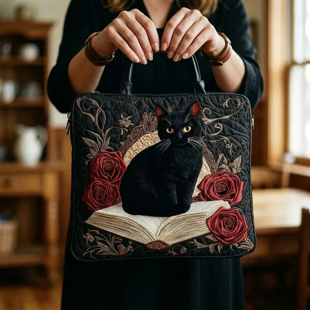 Handcrafted Bag | Black Cat on Books
