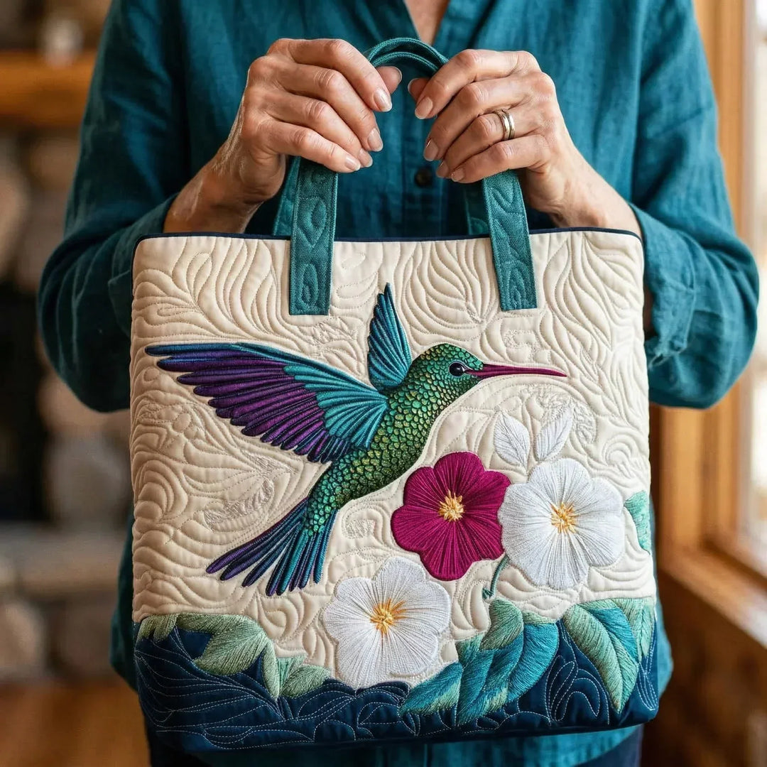 Handcrafted Bag | Hummingbird and White Flower