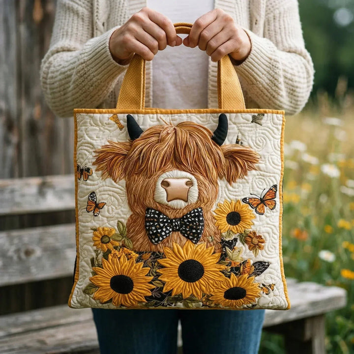 Handcrafted Bag | Highland Cow with Sunflowers