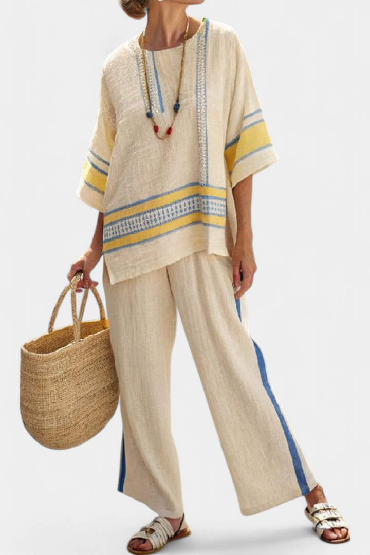 Madison | Yellow and Linen Trousers Set